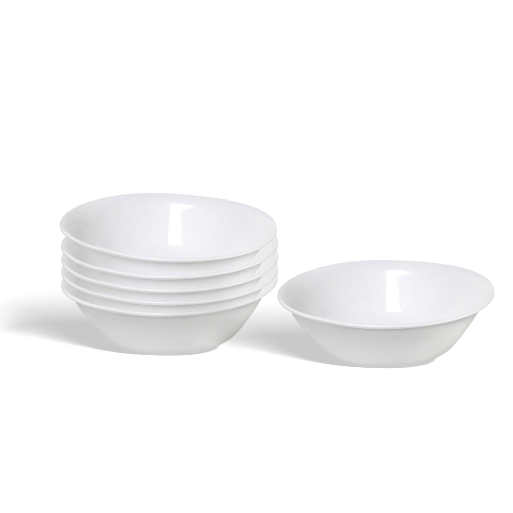 CLARO by 1 Stop & GO, 6-Piece Opal Glass Salad Bowl Set – 7.5-inch (16oz) Break-Resistant Bowls for Soup, Cereal & More. Microwave & Dishwasher Safe – Elegant White Opalware.