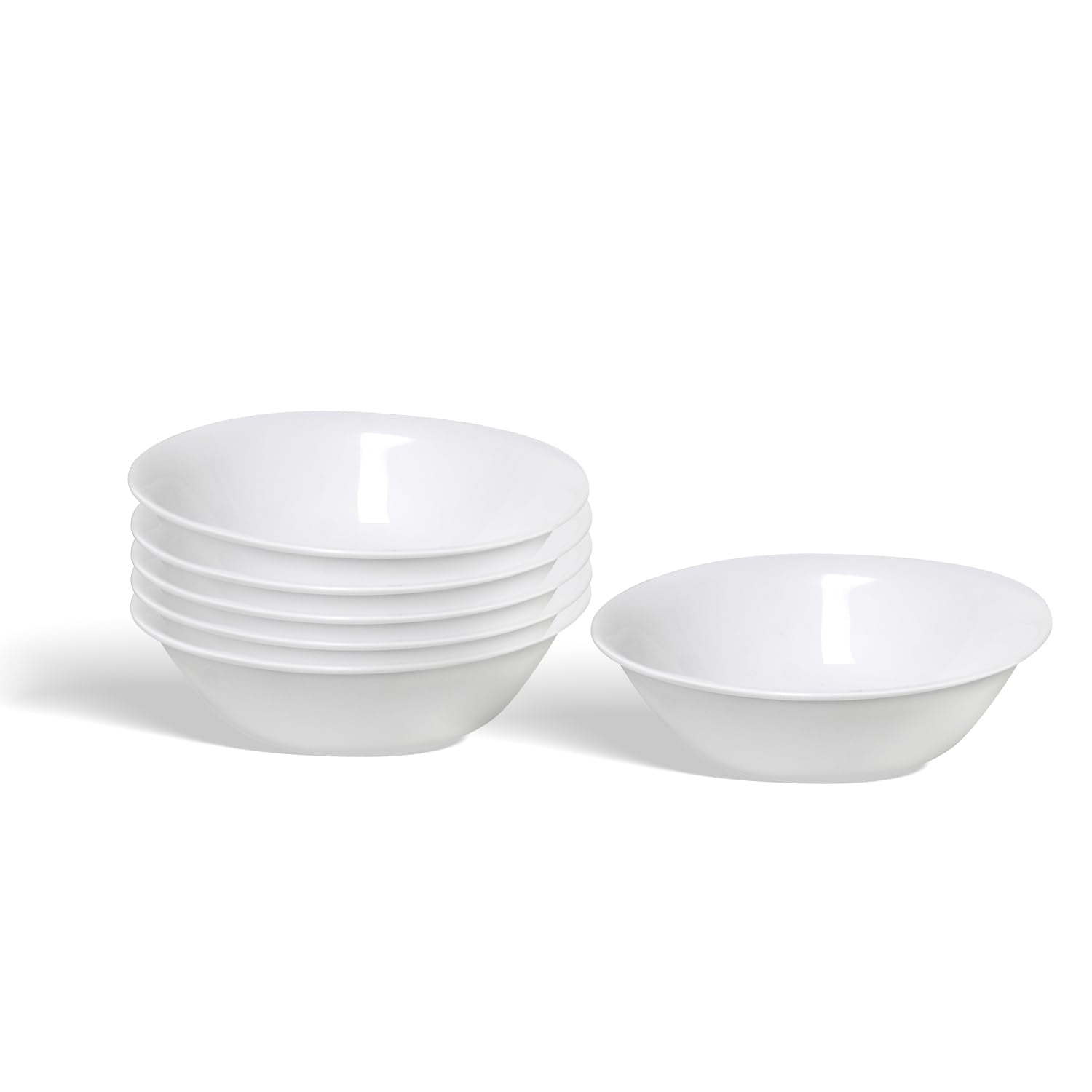 CLARO by 1 Stop & GO, 6-Piece Opal Glass Salad Bowl Set – 7.5-inch (16oz) Break-Resistant Bowls for Soup, Cereal & More. Microwave & Dishwasher Safe – Elegant White Opalware.