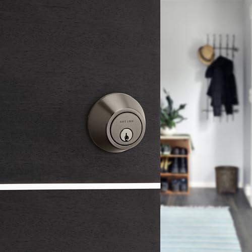 Weiser Safelock Satin Nickel Round Deadbolt Lock, ANSI/BHMA Grade 3 Certified Front Door Lock, Exterior Door Lock with Key, Traditional Door Locks for Entry Door