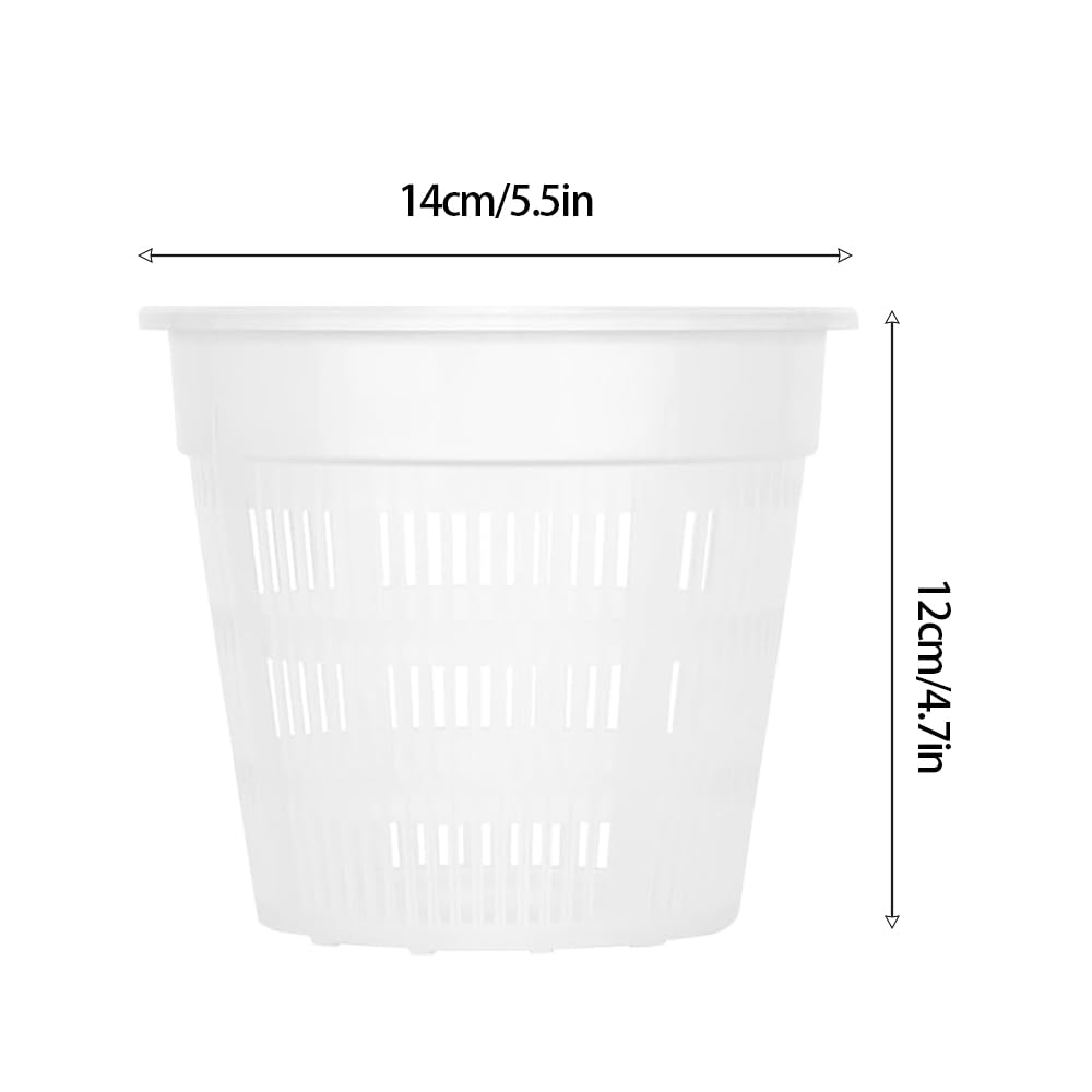 6 Pcs 5.5 Inch Orchid Pot with Holes and Saucers for Repotting Clear Plastic Flower Plant Indoor Outdoor Plants Orchids Planter Root Health Pots Nursery Drainage (6, 14 * 12cm)