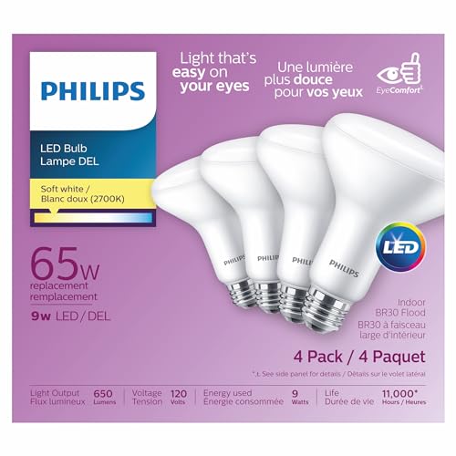 Philips LED 65W BR30 Soft White (2700K)-4 Pack