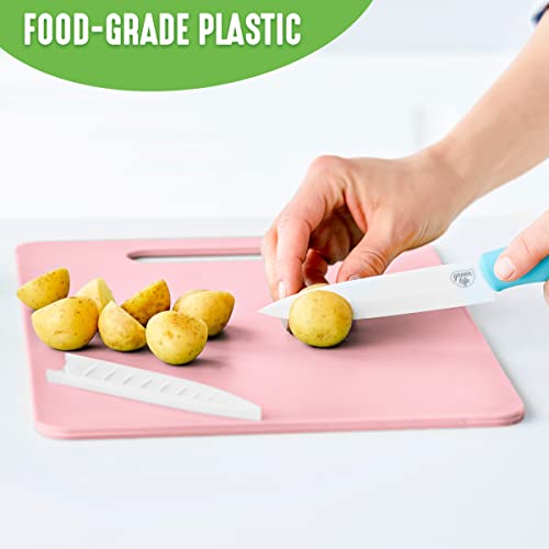 GreenLife Cutting Board Set 8x12 & 10x14, Extra Durable, Meal Prep, Non-Slip, Grip Handles, Crack Resistant, Dishwasher Safe, Reversible, Versatile Kitchen Essentials, Soft Pink