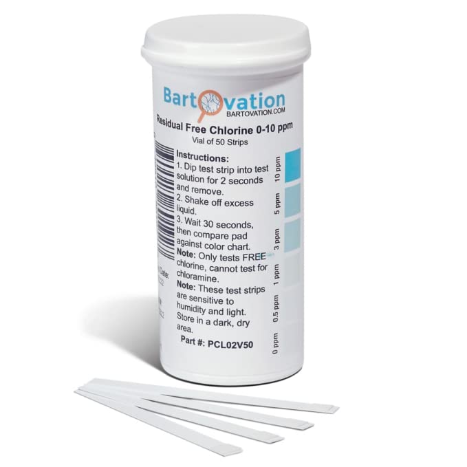 Residual Low Level Free Chlorine Test Strip 0-10 ppm [Vial of 50 Plastic Strips]