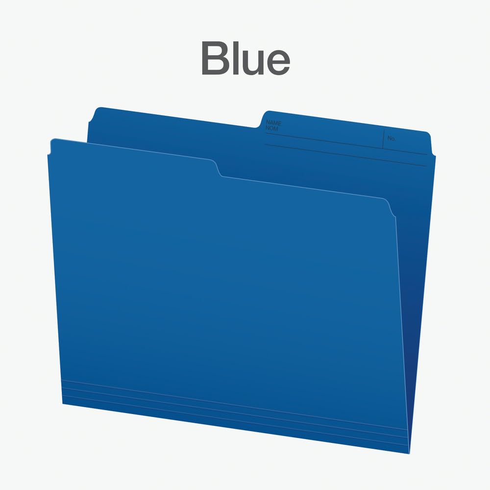 Pendaflex File Folders, Blue Colour File Organizers, 1/2 Cut Tab, Letter Size, Durable Paper Stock, 100/Box, Ideal for Office, Home, and School Filing Needs
