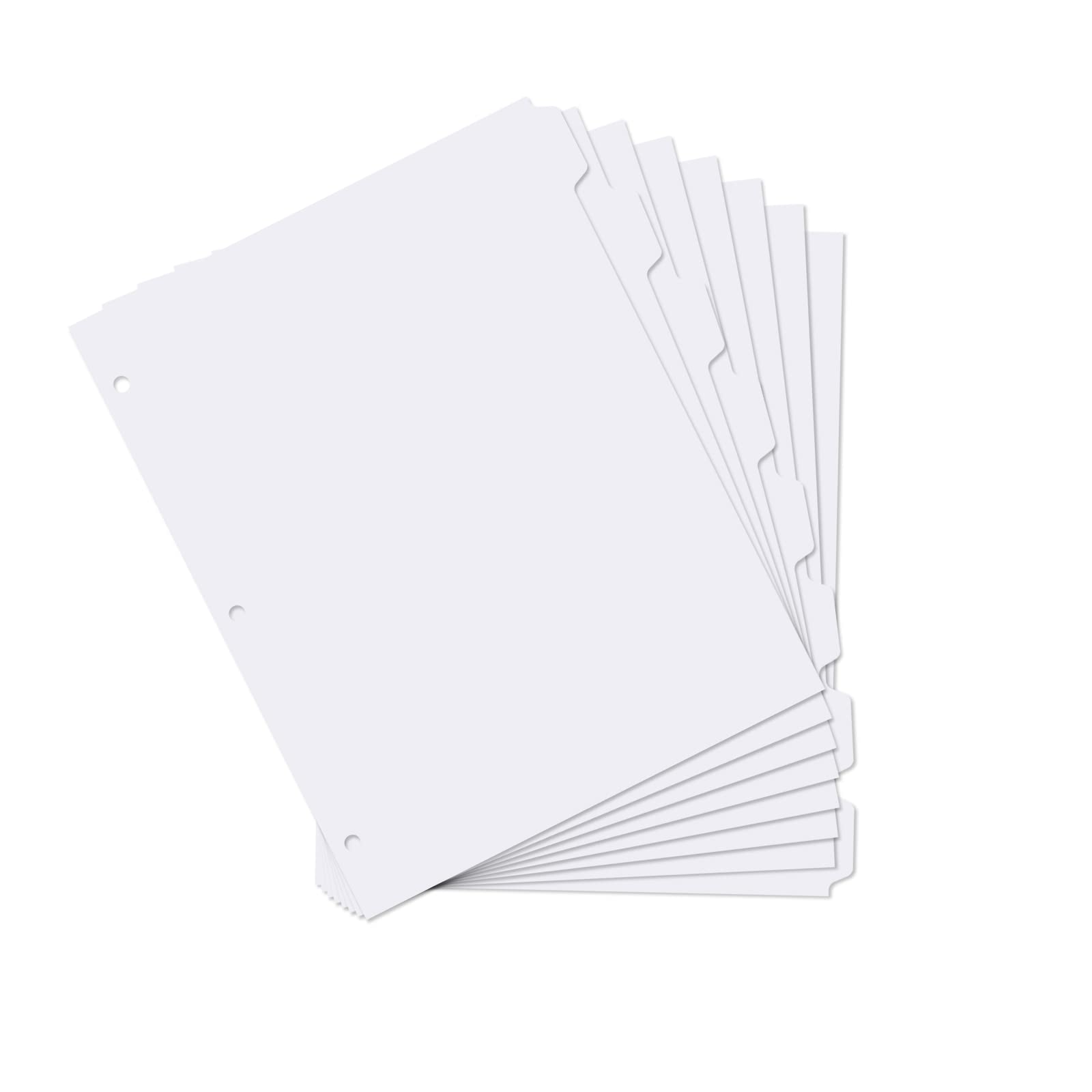 suituts 12 Pack 3 Ring Binder Dividers with 8 Tabs, Blank Write On, 3 Hole Punch Index Dividers, Paper Binder Dividers, 96 Dividers, Letter Size (White)