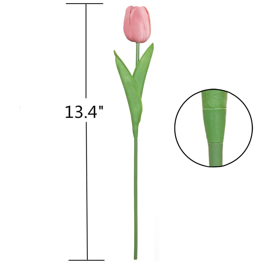 20PCS Artificial Tulips Real Touch PU Fake Tulips Flower Arrangement Bouquets for Home Party Decoration Holiday (Pink)