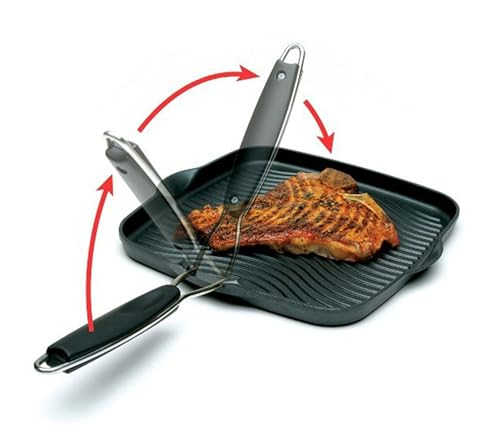 Starfrit Die-Cast Aluminum Nonstick 10-Inch Square Grill Pan with Foldable Handle