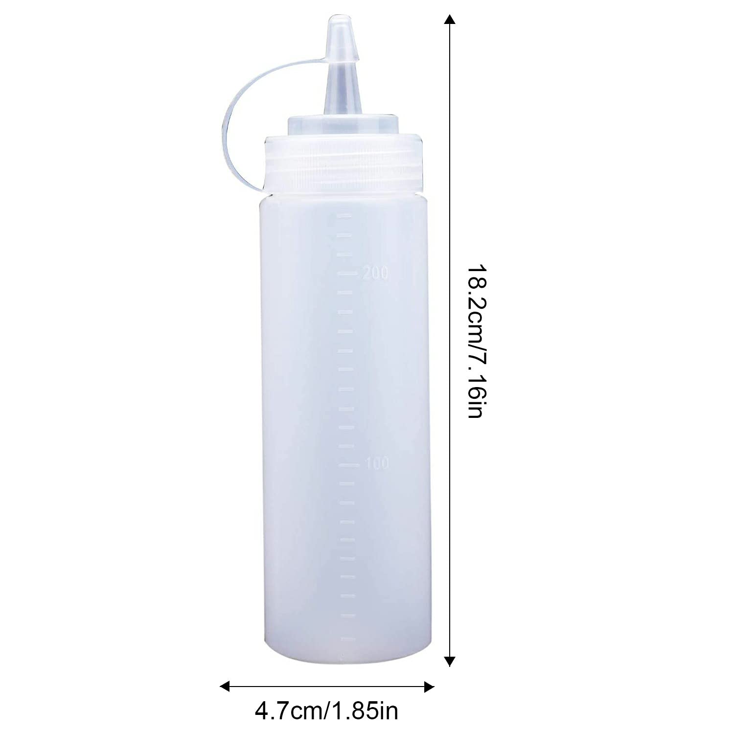 12 pack 8 Oz Plastic Squeeze Squirt ketchup bottle Condiment Bottles with Twist On Cap Lids and Discrete Measurements - For for Sauce Ketchup BBQ Dressing Workshop, Pancake Art Dispenser and More