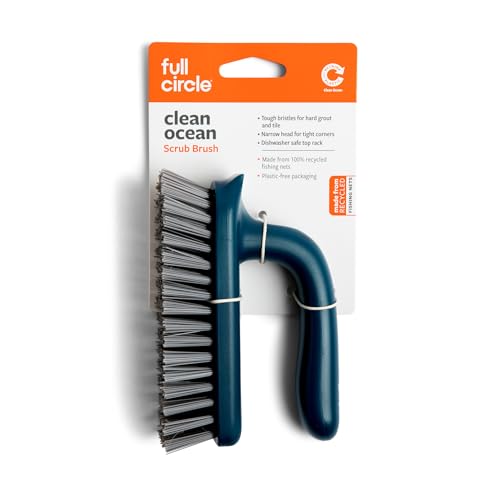 Full Circle Clean Ocean Scrub Brush - Heavy-Duty Bathroom Scrubber with Stiff Bristles for Carpet, Shower, Bathtub, Kitchen & Household use