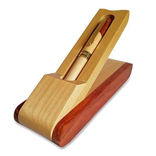 Luxury Wooden Ballpoint Pen Gift Set with Business Pen Case Display, Nice Writing Pen with Box and Gel Ink Refills Fancy Business Wood Pens Stand for Men Women Designer Cool Executive Pen