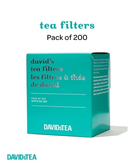 DAVIDsTEA Drawstring Tea Filters for Loose Leaf Tea, Pack of 200 Empty Tea Bags, OXO-Biodegradable Teabags, Ideal for Loose Tea Steeping, Tea Strainer Alternative