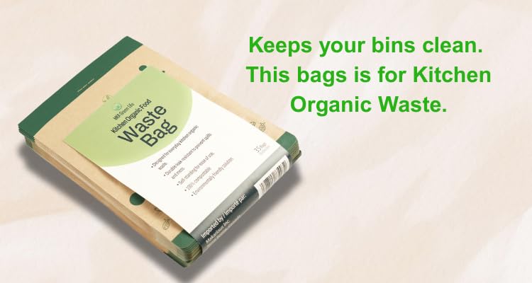 MKR Green Life - Compostable Paper Kitchen Food Waste Bags - 100% Cellulose Leak-Resistant Bin Liners, 35 Count