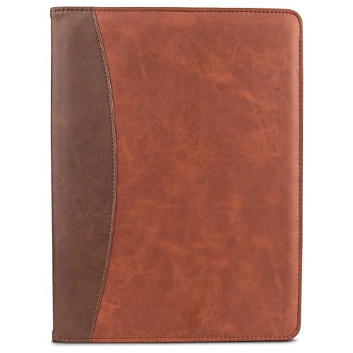 Samsill Two-Tone Padfolio, Resume Portfolio, Business Portfolio, with 8.5 x 11 Writing Pad, Brown and Dark Brown