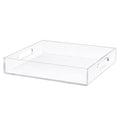 Acrylic Serving Tray 12x12 Inch, Clear Rectangular Tray with Handle, Decorative Ottoman Organizer for Appetizer, Breakfast, Coffee Table, Countertop, Bathroom