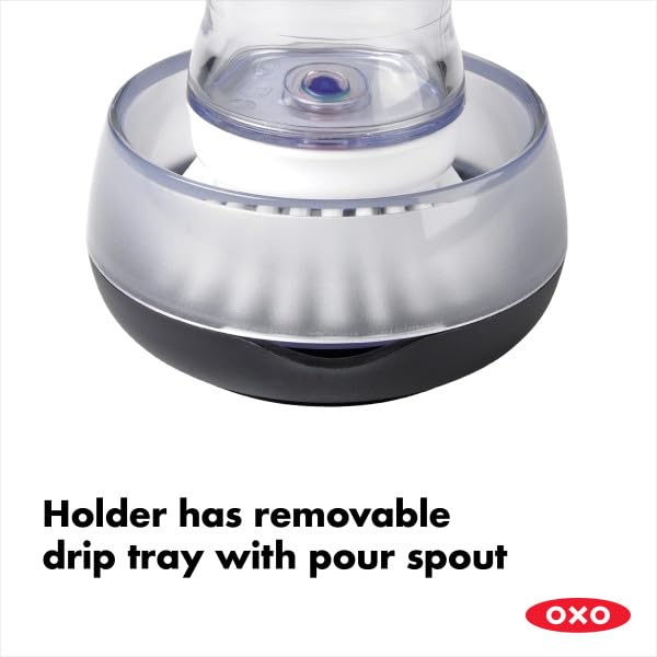 Oxo 1312280BK Palm Soap Dispensing Brush and Storage Set, 5.75-Inch