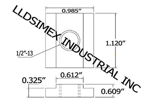 LLDSIMEX 4PC Set T-Slot Nut Black Oxide Finish 1/2-13 Threads Table Slot 5/8