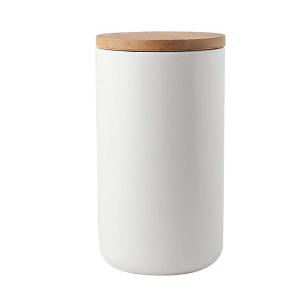 YYW Ceramic Food Storage Jar Containers Kitchen Canisters with Airtight Seal Lid for Coffee Beans Sugar Spices (White, Large)
