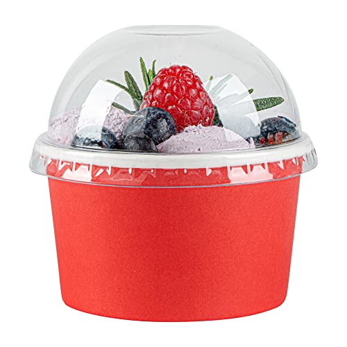 Restaurantware-LIDS ONLY: Dome-Shaped Lids, 50 Transparent Plastic Lids for 5 Ounce Coppetta to Go Cups - Cups Sold Separately, Disposable, Clear Plastic Dessert Cups Lids, for Dessert Takeaways