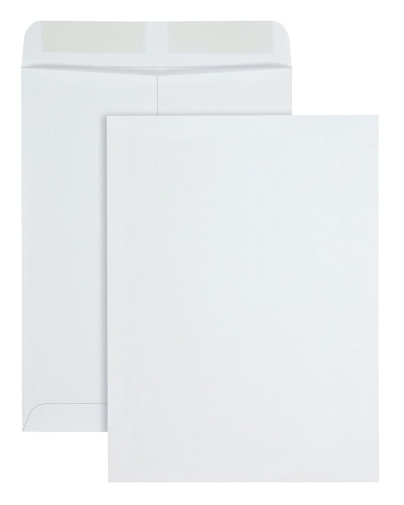 Quality Park Envelopes, 9 x 12 Inch 30% Recycled Catalog Envelopes with Gummed Flaps, 24 lb White Wove, 100 Count - Ideal for Mailing, Storage, and Organizing