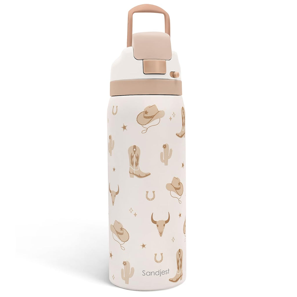 Cowgirl Insulated Stainless Steel Water Bottle with Straw for Sports and Travel, 32oz, Gifts for Women Girls Friends Teens Birthday Christmas