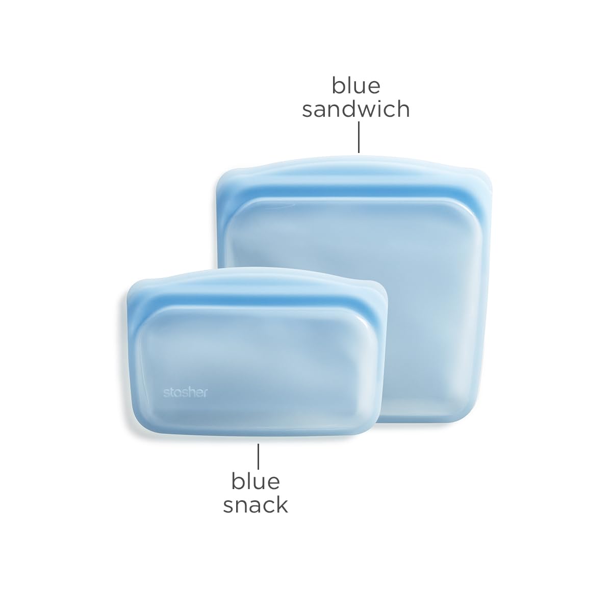 Stasher Premium Silicone Reusable Food Storage Bags, 2-Pack, Blue, Multi-Use Food Storage Bags, Lunch Bag, Travel Containers, BPA Free, Leak-free, Dishwasher-Safe, Eco-friendly