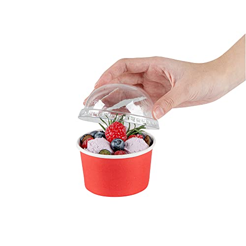 Restaurantware-LIDS ONLY: Dome-Shaped Lids, 50 Transparent Plastic Lids for 5 Ounce Coppetta to Go Cups - Cups Sold Separately, Disposable, Clear Plastic Dessert Cups Lids, for Dessert Takeaways