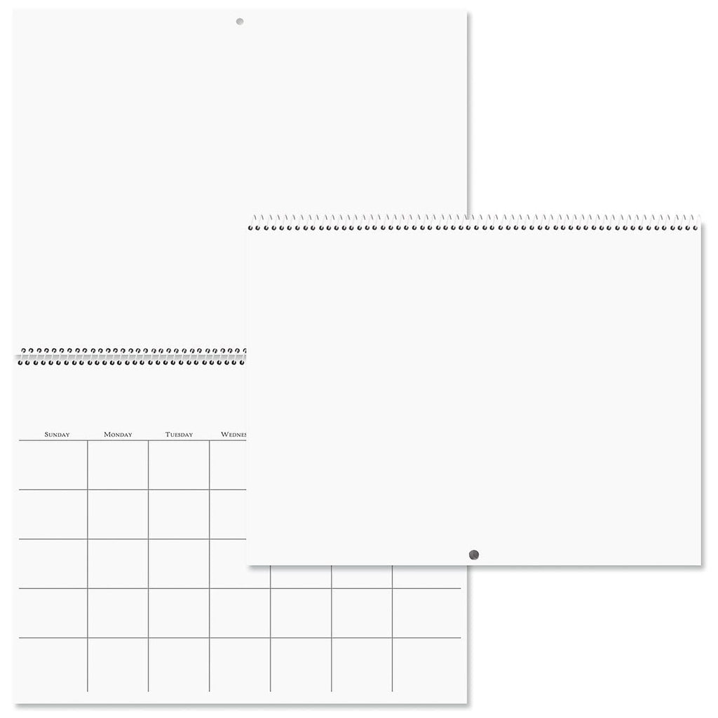 Blank Scrapbook Wall Calendar, Undated, 12-Inch x 9-Inch Size Closed, 18-Inch Size Open, Large Bookstore-Quality, DIY Spiral-Bound Hanging Monthly Calendar for Kitchen & Office, by Current