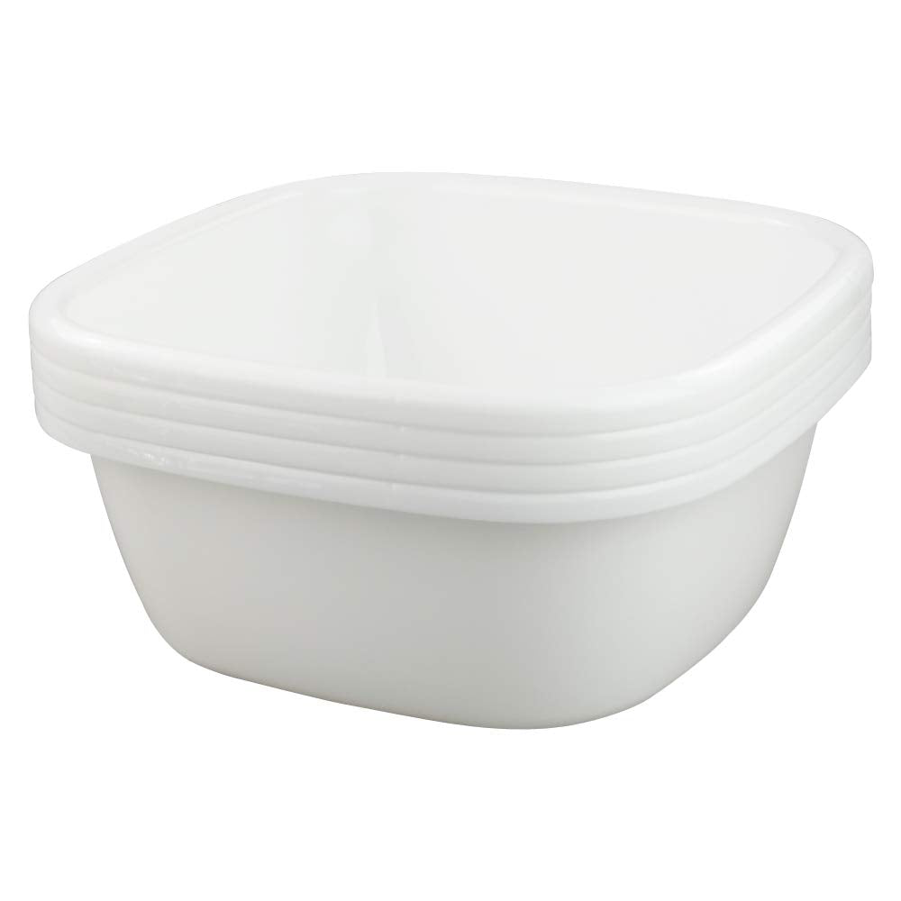 Yarebest 12 Quart Plastic Basin Set of 4, Wash Bin Dishpan, White