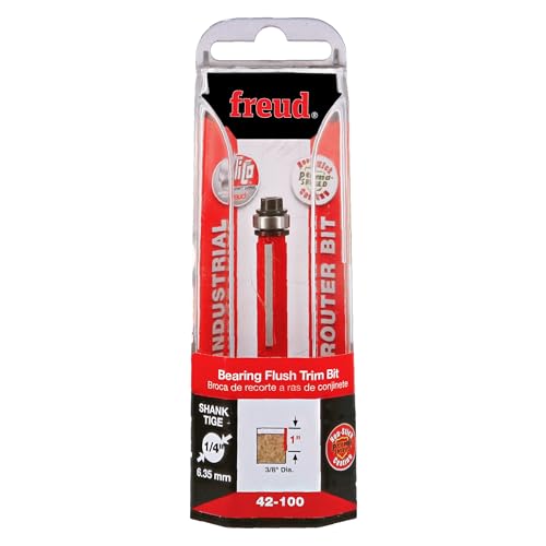 Freud 42-100 3/8-Inch Diameter 2-Flute Flush Trimming Router Bit with 1/4-Inch Shank, Multi