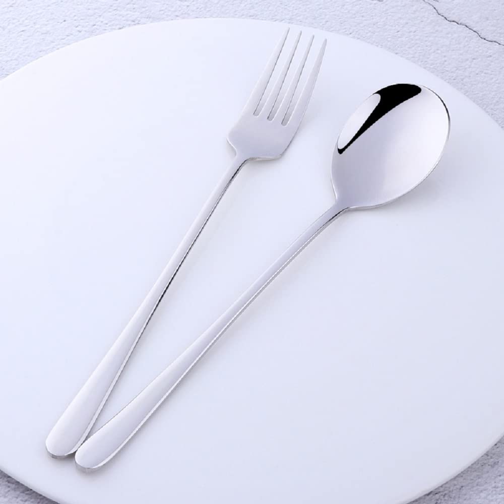 10Pcs Flatware Sets, Silver Spoons and Forks Set, Stainless Steel Dinner Spoons and Dinner Forks, Services for 5