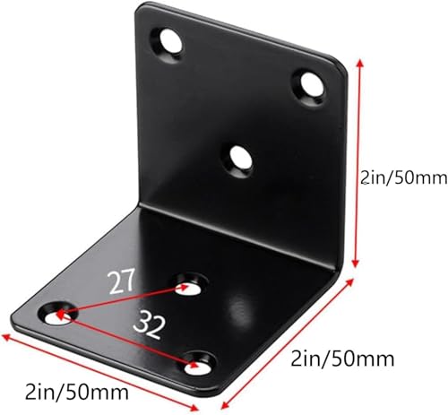 12Packs 2in Black L Corner Brackets for Wood, 2 X 2 Inch Heavy Duty Coner Bracket Brace Joint Right Angle Bracket 90 Degree Corner Fastener