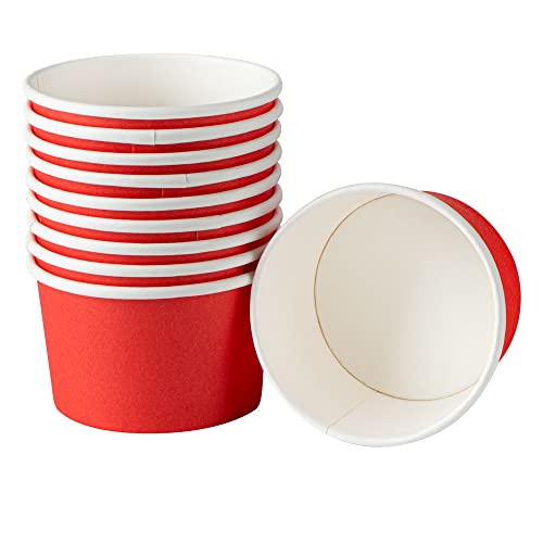 Restaurantware Red 50 Count to Go Cup Disposable 3 x 3 x 1.8 Inches Paper Mini Cup Grease-Resistant Cup Recyclable Durable Design