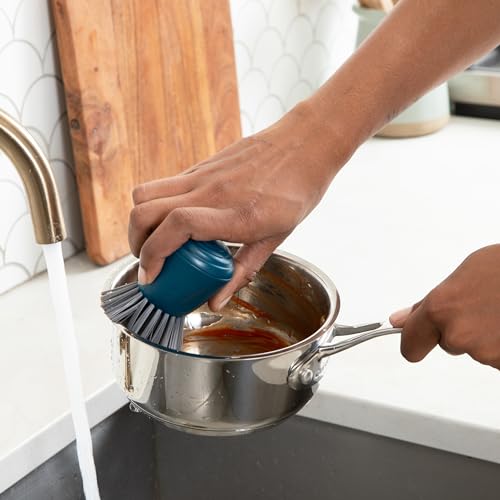 Full Circle Clean Ocean Palm Brush for Dishes, pots & Pans. Ergonomic Grip. Made Out of 100% Recycled Fishing Nets. Dishwasher Safe