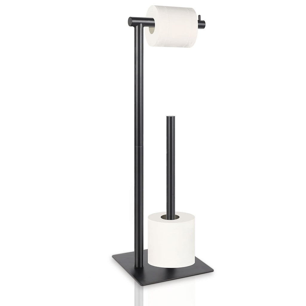 Toilet Paper Stand Toilet Paper Roll Holder Stand Freestanding Toilet Paper Holder for Bathroom Toilet Tissue Storage Black Metal…