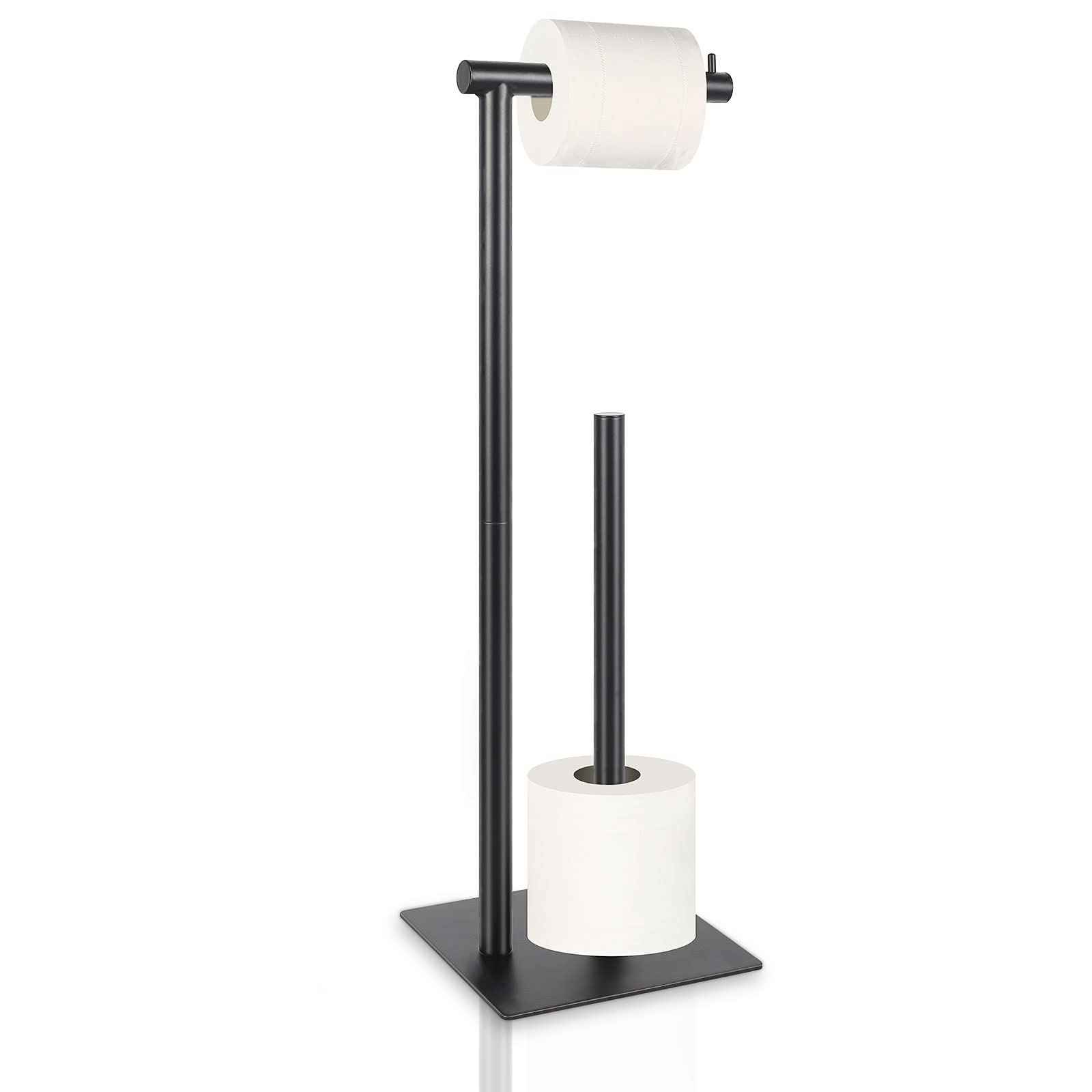 Toilet Paper Stand Toilet Paper Roll Holder Stand Freestanding Toilet Paper Holder for Bathroom Toilet Tissue Storage Black Metal…
