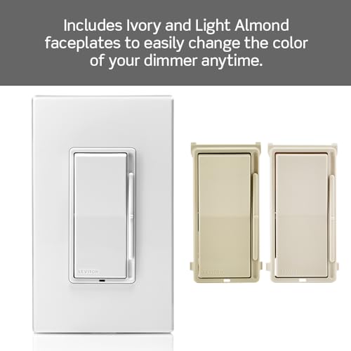 Leviton Decora Dimmer with Slide Bar and Rocker Switch, 15 Amp, DSL06-1LZ, White