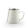 Uhuida Milk Frother Cup, 12oz/350ml Milk Pitcher, Thickened 304 Stainless Steel Milk Frothing Pitcher for Espresso Coffee, Milk(White)