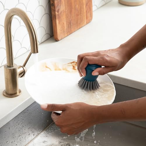Full Circle Clean Ocean Palm Brush for Dishes, pots & Pans. Ergonomic Grip. Made Out of 100% Recycled Fishing Nets. Dishwasher Safe