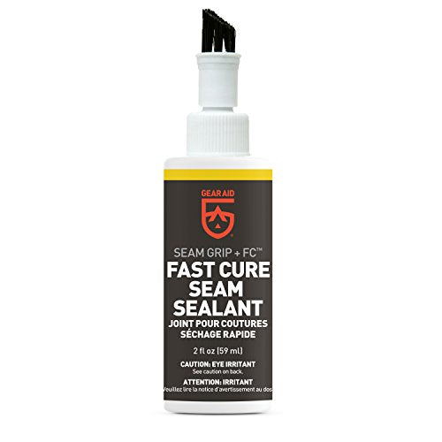 GEAR AID Seam Grip FC Fast Cure Sealant for Sealing Seams on Tents, Rainflies, Shelters, Awnings, Tarps and Pop-ups Made of Nylon, Vinyl, Clear, 2 fl oz, 2 Pack