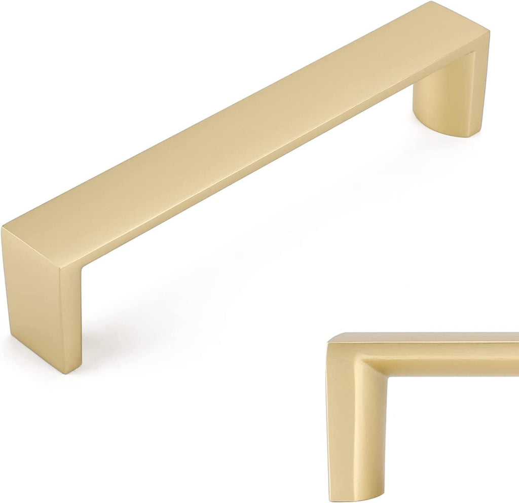 homdiy 5Pack Gold Cabinet Handles 5 inch Kitchen Handles Brushed Gold Cabinets Handle Square Drawer Pulls Cupboard Handle