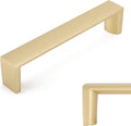 homdiy 5Pack Gold Cabinet Handles 5 inch Kitchen Handles Brushed Gold Cabinets Handle Square Drawer Pulls Cupboard Handle