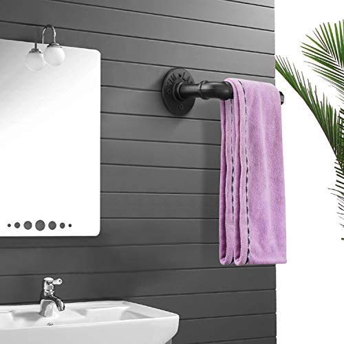FS Colar 's Home Industrial Pipe Toilet Paper Holder ? Heavy Duty DIY Style, Wall Mounted Kit, Modern Chic Electroplated Black Iron Finish, Commercial Grade Metal, Slide TP Roller