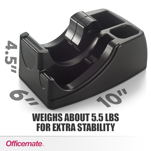 Officemate Recycled 2-in-1 Heavy Duty Tape Dispenser, Black (96690)
