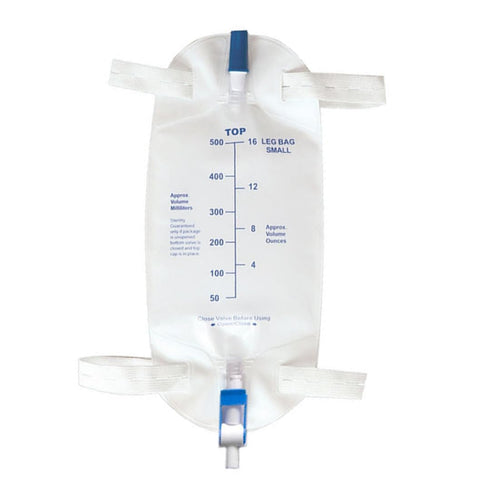 4 Pack Easy-Tap Leg Bag Urinary Drainage Bag, 500 ML Anti-Reflux Valve, Cloth Straps Easy Flip Drain