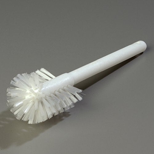 Carlisle FoodService Products Plastic Dish Brush with Handle, Soak Proof, Scrub Brush with Break Resistant Handle for Cleaning, 12 Inches, White