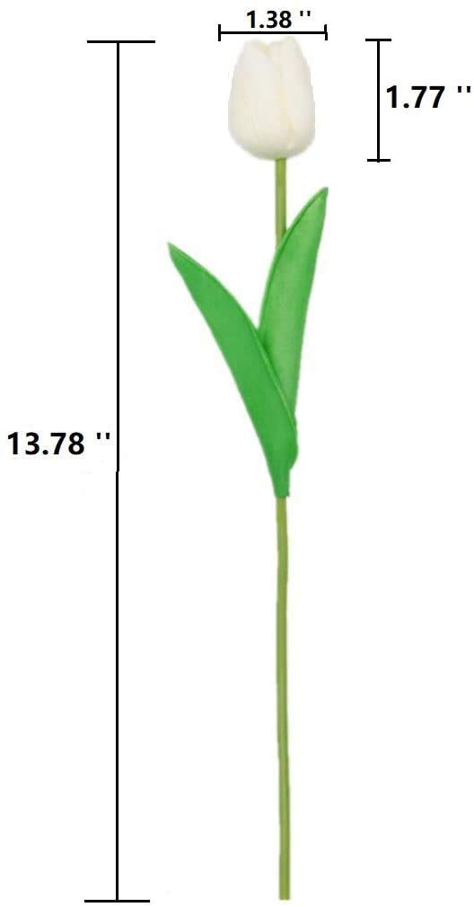 DecoForU 15 Pcs Artificial Flowers Tulips Real Touch Fake Flowers Tulips Flowers Arrangement Bouquet for Home Room Office Wedding Party Decoration(WH) (White)
