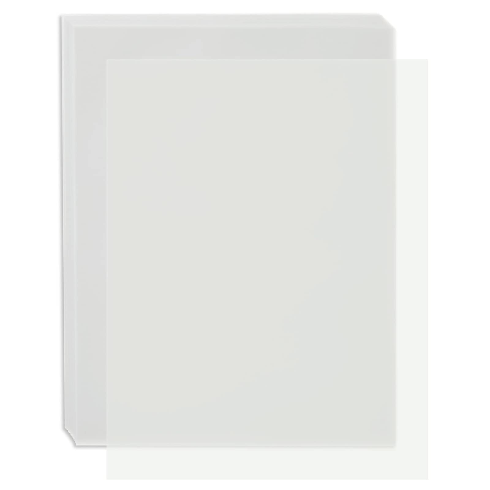 100 Sheets 8.5 x 11 in Translucent Vellum Paper - 93gsm/63lb Printable Tracing Paper for Invitation, Sketching and Card Overlays