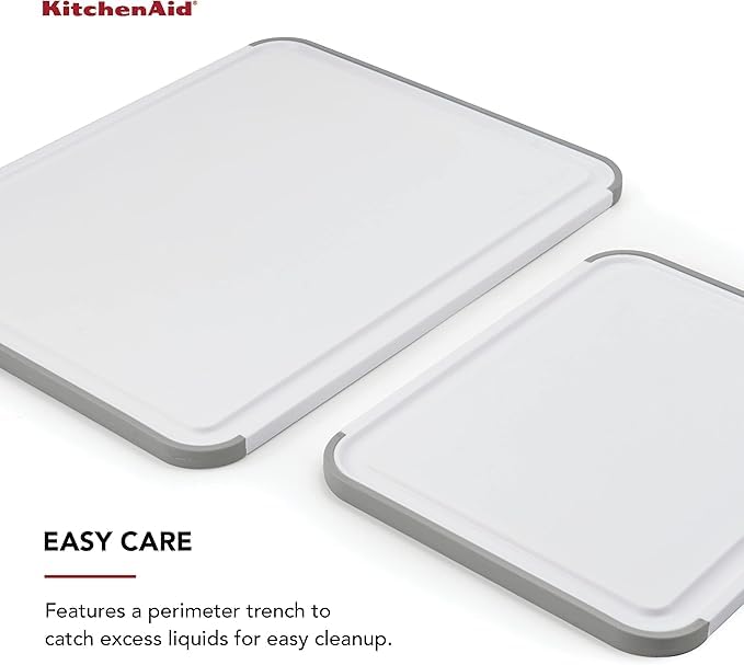 KitchenAid - Cutting Board Set, Durable with Non-Slip Edges & Double-Sided Surfaces, Ideal for Meat, Vegetables, Fruits (Set of 2)