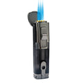 Honest Torch Lighter Triple 3 Jet Flame Gas Butane Refillable Turbo Lighter with Ciagr Punch and Butane Window (Grey-C)
