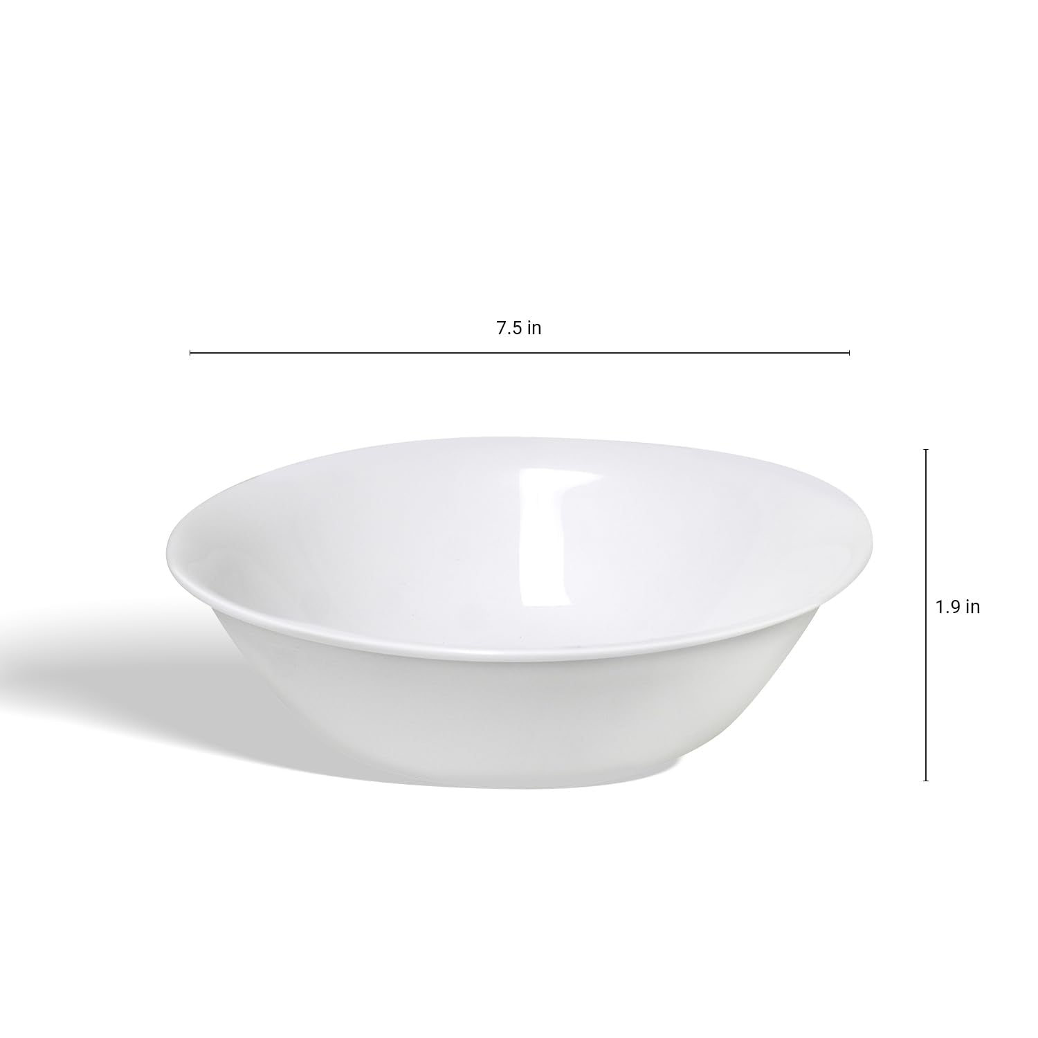 CLARO by 1 Stop & GO, 6-Piece Opal Glass Salad Bowl Set – 7.5-inch (16oz) Break-Resistant Bowls for Soup, Cereal & More. Microwave & Dishwasher Safe – Elegant White Opalware.